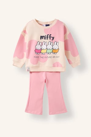 DeFacto Miffy Baskılı Sweatshirt Üst İspanyol Paça Pantolon Alt 2'li Takım Kız Bebek I2162A526AUER233