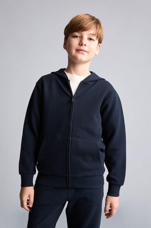 DeFacto Kapüşonlu Basic Fermuarlı Cepli Sweatshirt Hırka Erkek Çocuk H2847A826AUNV253