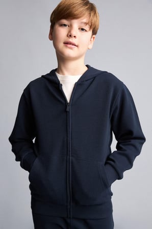 DeFacto Kapüşonlu Basic Fermuarlı Cepli Sweatshirt Hırka Erkek Çocuk H2847A826AUNV253