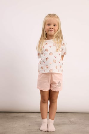 DeFacto %100 Pamuk Regular Fıt Baskılı Şortlu 2'li Pijama Takımı Kız Bebek I0405A526HSPN153