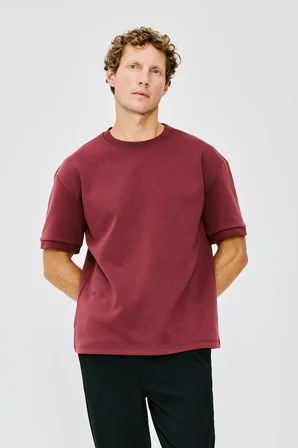 Kırışmaz Pamuklu Düşük Omuzlu Oversize Basic Tişört
