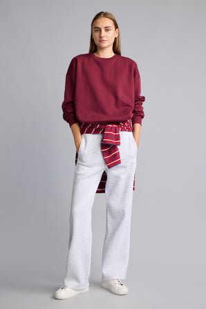 Okula Dönüş Oversıze Bisiklet Yaka Basıc Düz Kalın Sweatshirt Kumaşı Sweatshirt