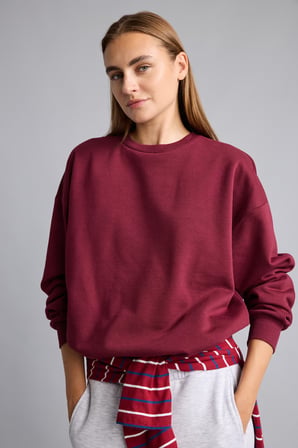 Okula Dönüş Oversıze Bisiklet Yaka Basıc Düz Kalın Sweatshirt Kumaşı Sweatshirt