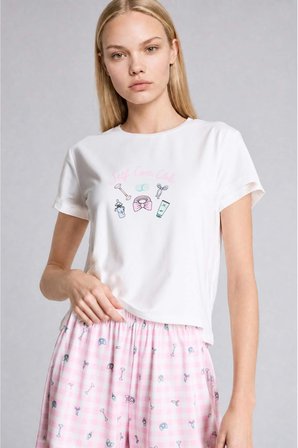DeFacto Ultra Yumuşak Regular Fıt Kısa Kollu 2'li Açık Pembe Şortlu Pijama Takımı H6954AX26SMPN648