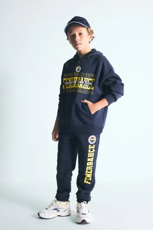Fenerbahçe Regular Fıt Kapüşonlu İçi Yumuşak Tüylü Kalın Sweatshirt Kumaşı Sweatshirt Erkek Çocuk
