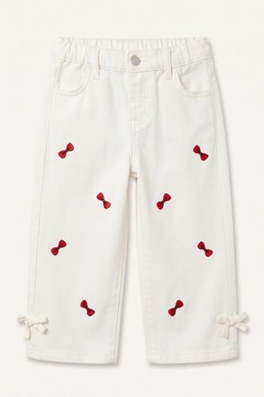 DeFacto %100 Pamuk Fiyonk Nakışlı Regular Fit Gabardin Pantolon Kız Bebek I4915A526AUER233