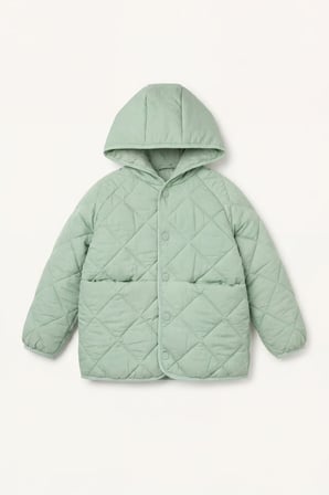 Çıtçıtlı Kapitone Kapüşonlu Mont Kız Bebek
