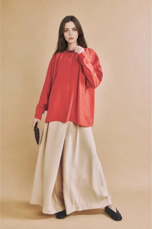 DeFacto Relax Fıt Modal Uzun Kollu Koyu Mercan Tunik H5279AX26SMRD352