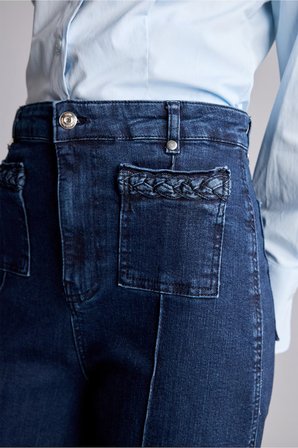 Manuka x Defacto Geniş Paça Yüksek Bel Uzun Lacivert Jean Pantolon H5346AX26AUNM34