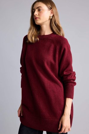 DeFacto Relax Fit Bisiklet Yaka Uzun Kollu Triko Tunik H6186AX26WNBR33