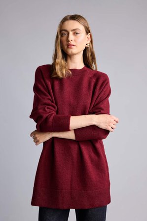 DeFacto Relax Fit Bisiklet Yaka Uzun Kollu Triko Tunik H6186AX26WNBR33