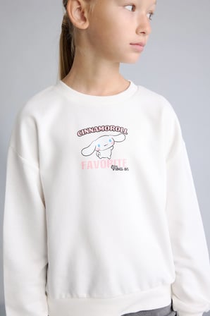 Cinnamoroll Relax Fıt Bisiklet Yaka Sweatshirt Kız Çocuk