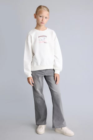 Cinnamoroll Relax Fıt Bisiklet Yaka Sweatshirt Kız Çocuk