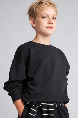 DeFacto Oversıze Bisiklet Yaka Siyah Sweatshirt Erkek Çocuk H7135A826AUBK81