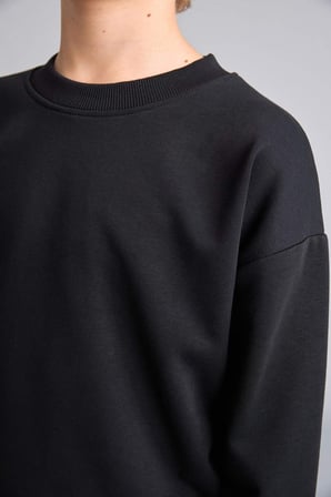 DeFacto Oversıze Bisiklet Yaka Siyah Sweatshirt Erkek Çocuk H7135A826AUBK81