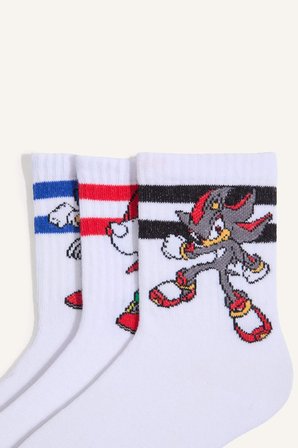 DeFacto Sonıc The Hedgehog Lisanslı 3'lü Pamuklu Uzun Çorap Erkek Çocuk I2122A8NSWT1