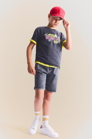 DeFacto Regular Fıt Jean Şort Erkek Çocuk H5409A826HSNM55