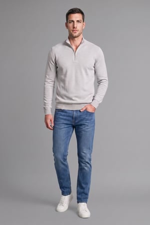 DeFacto Standart Fit Dik Yaka Fermuarlı Basic Triko Kazak A5184AX26AUGR184