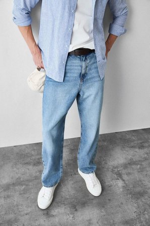 DeFacto %100 Pamuk Baggy Fit Jean Pantolon E8421AX26AUNM39