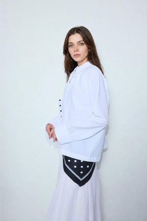DeFacto Regular Fıt Poplin Uzun Kollu Beyaz Tunik H5622AX26SMWT32