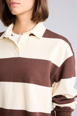 DeFacto Long Fit Polo Yaka Uzun Kollu Çizgili Sweatshirt I2960AX26AUBN341