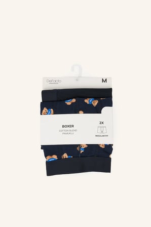 Regular Fıt Ayıcıklı Beli Lastikli 2'li Boxer