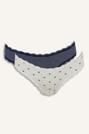 DeFacto Dantel Detaylı Desenli 2'li Slip Külot I3999AX26AUNV241