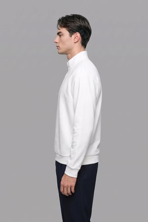 Regular Fıt Dik Yaka Yarım Fermuarlı Sweatshirt