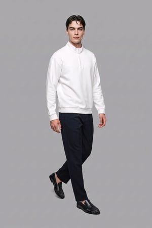 Regular Fıt Dik Yaka Yarım Fermuarlı Sweatshirt