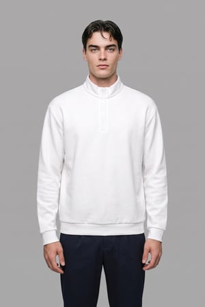 Regular Fıt Dik Yaka Yarım Fermuarlı Sweatshirt