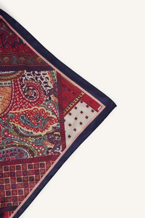 Kadın Desenli Fular Detaylı Dikdörtgen Toka Suni Deri Günlük Kemer
