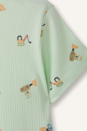 DeFacto Desenli Fitilli Kaşkorse 2'li Pijama Takımı Erkek Bebek H4030A526HSGN1094