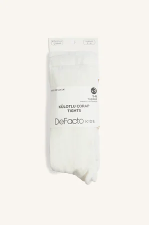 3'lü Paket Pamuklu Düz Külotlu Çorap Kız Çocuk