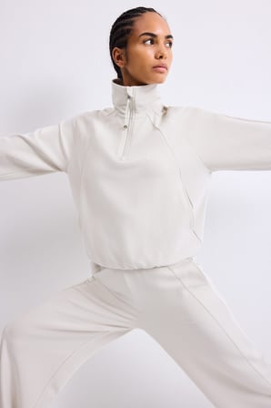 Yarım Fermuarlı Dik Yaka Waffle Sporcu Basic Sweatshirt