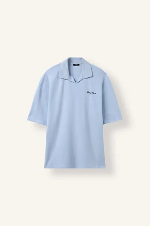 Boxy Fıt Polo Yaka Baskılı Kısa Kollu Polo Tişört