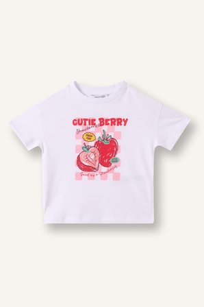 DeFacto Relax Fıt Penye Kısa Kollu Mor Beyaz Tişört Kız Bebek H8231A526SMWT36