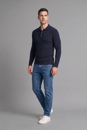 Standart Fıt Polo Yaka Triko Kazak
