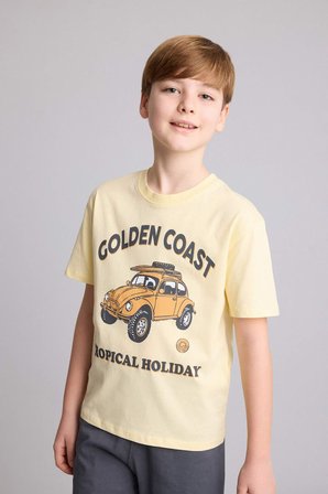 DeFacto %100 Pamuk Regular Fıt Baskılı 2'li Ecru Pijama Takımı Erkek Çocuk H4105A826HSYL83