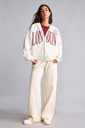 DeFacto Oversıze Kapüşonlu Baskılı Fermuarlı Sweatshirt Hırka I4233AX26AUWT32