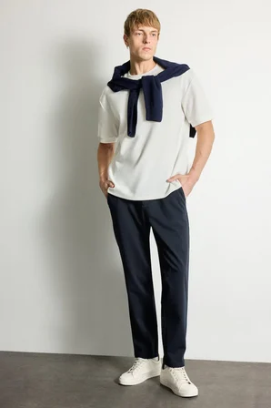 Kırışmaz Pamuklu Düşük Omuzlu Oversize Basic Tişört
