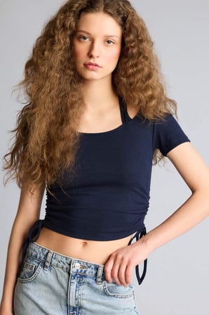 DeFacto Fıtted Halter Yaka Kısa Kollu Tişört G7955AX26HSNV147