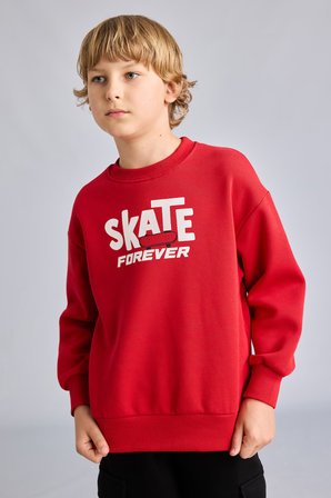 DeFacto Oversize Bisiklet Yaka Sırt Baskılı İçi Yumuşak Tüylü Sweatshirt Erkek Çocuk I0114A826WNRD79