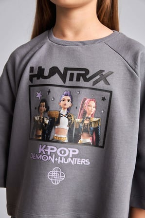 DeFacto Kpop - Demon Hunters Lisanslı 2'li Gri Takım Kız Çocuk H9295A826AUGR211