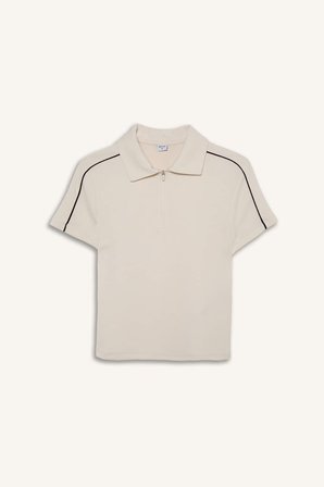 DeFacto Standart Fıt Sporcu Modal Kısa Kollu Polo Ecru Tişört H9765AX26HSER218