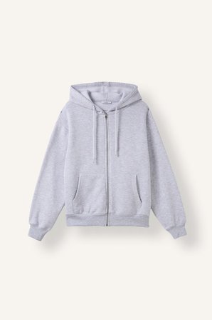 DeFacto Relax Fit Kapüşonlu Basıc Kalın Fermuarlı Sweatshirt C1809AX26WNGR93