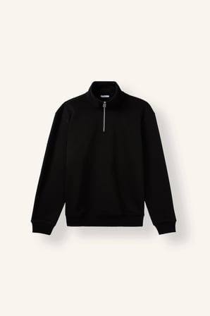 Defacto X7405AZBK81 Siyah Regular Fit Dik Yaka Yarım Fermuarlı Basic Sweatshirt