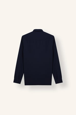 Slim Fit Polo Yaka Penye Uzun Kollu Basic Gömlek
