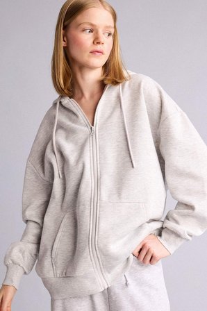 DeFacto Pamuklu Oversıze Kapüşonlu Kalın Kumaş Sweatshirt V4233AZ26AUGR256