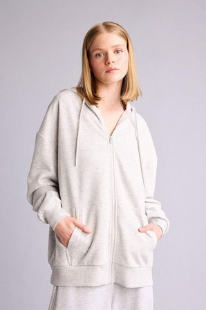 DeFacto Pamuklu Oversıze Kapüşonlu Kalın Kumaş Sweatshirt V4233AZ26AUGR256