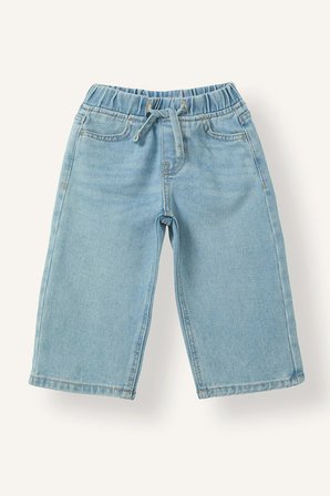 DeFacto %100 Pamuk Wide Leg Beli Lastikli Bağcıklı Jean Pantolon Kız Bebek H7103A526AUNM39